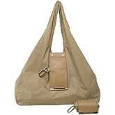 Foldable Keychain Tote Bag,Expandable Leather Mini Handbag with Key Ring for Convenient Daily Errands