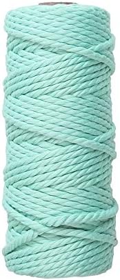 Macrame Cord 4mm x 55yd,100% Natual Cotton Macrame Rope,3 Strand Twisted Cotton Cord for Handmade Plant Hanger Wall Hanging Craft Making (Mint Green)