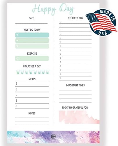 Daily Planner Pad 2018-2019, Daily to do list, Planning System Notepad Organizer, Goal Tracker Easy Page Tear off 50 sheets (Happy Day, 8.5 x 5.5)