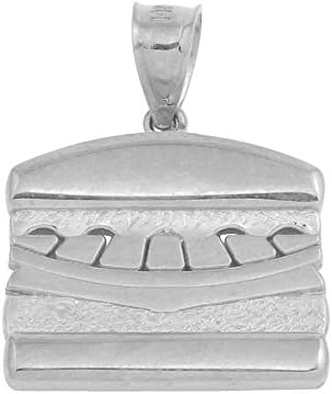 Polished 925 Sterling Silver Hamburger Food Charm Pendant