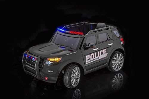 SPORTrax Ford Explorer Style Police Kid's Ride On Car, Battery Powered, Remote Control, w/FREE MP3 Player - Black