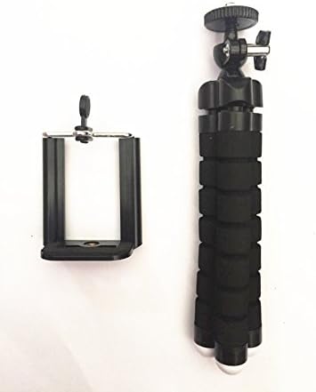 Simple Tripod For Cell Phone Universal Adjustable including Tripod / Universal Phone Holder / Velvet Phone Bag / Microfiber Cleaning Cloth - Suitable for iPhone, Samsung and Most Other Phones (Black)