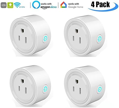 Aspero WiFi Smart Plug Mini Outlet Compatible with Amazon Alexa Echo and Google Home,Timing Function Remote Control Your Electric Devices from Anywhere, No Hub Required [4 Packs]