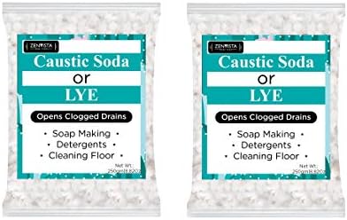 Zenvista Meditech Caustic Soda or LYE, Great for Soap Making, Detergents, Cleaning Floor, Pack of 2