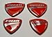 Ducati Stickers for helmet tank Chrome & red Decals 4 pcs