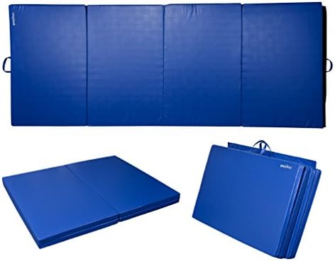GooMat 4'x10'x2" Gymnastics Gym Folding Exercise Aerobics Mats Stretching Yoga Mat, Blue