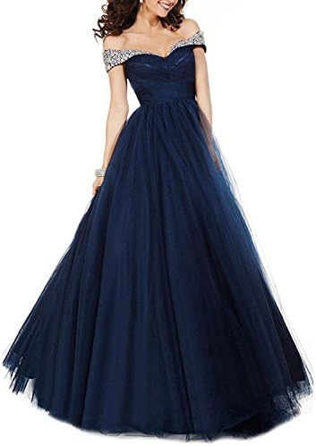 Fnina Women's Long A-line Tulle Quinceanera Dresses Ball Gown Size 24 Navy Blue