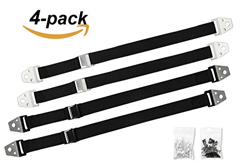 4-Pack TV and Furniture Anti-Tip Straps Heavy Duty Wall Anchor for Baby Proofing Dresser,Bookshelf,Bookcase