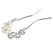Stunning Silver Colored Hair Clip/Pin/Barrette With Clear Rhinestones Crystals Studded Leaves Shapes And Heart Shaped White Pearls Creating Flower Forms By VAGA