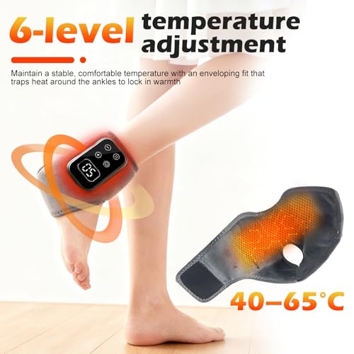 Foot Massager Wireless Foot Revive Massager, 5 Vibration Modes, 6 Heat Levels, 4 in 1 Portable Heated Ankle Wrap for Father and Mother Gift (2pcs)