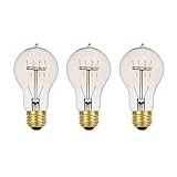 Globe Electric 31325 60W Vintage Edison A19 Quad Loop Incandescent Filament Light Bulb 3-Pack, E26 Base, 245 Lumens