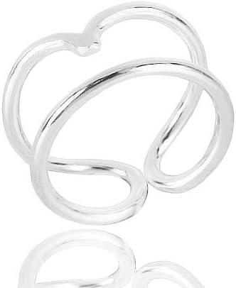 .925 Sterling Silver Double Wire Band Adjustable Ring Size 5.5, 6 (sr64)