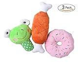 3 pcs/set Squeaky Plush Dog Toys for Small Puppies PUPTECK