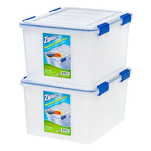 Ziploc WeatherShield 44 quart Storage Box, 2 Pack, Clear Pricepulse