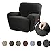 Maytex Pixel Ultra Soft Stretch 4 Piece Recliner Arm Furniture Cover Side Pocket, Charcoal Grey Chair Slipcover, Model:4300319