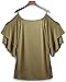 Merryfun Womens Sexy Summer Bat Ruffle Sleeve Cold Shoulder Loose Tunic Tops M