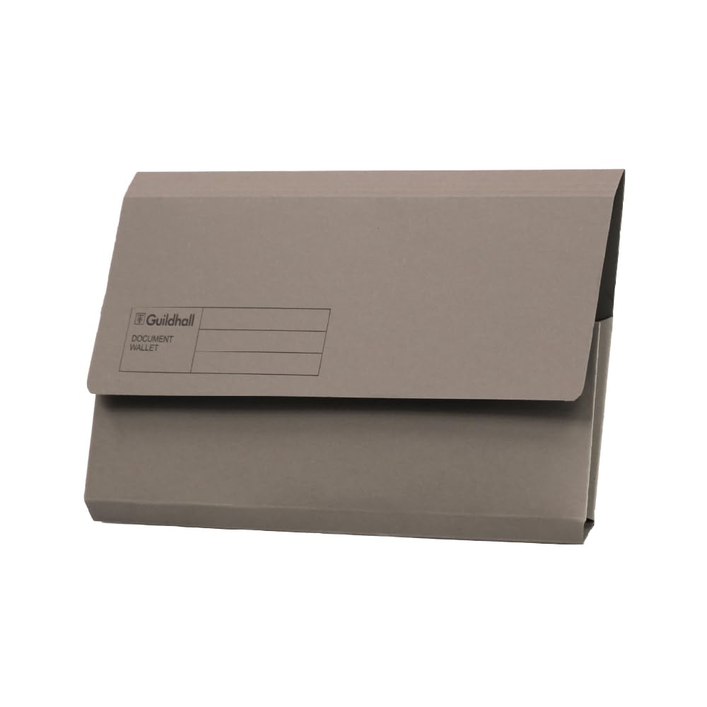 Exacompta Guildhall Document Wallets, 285 gsm, Foolscap - Grey, Pack of 50