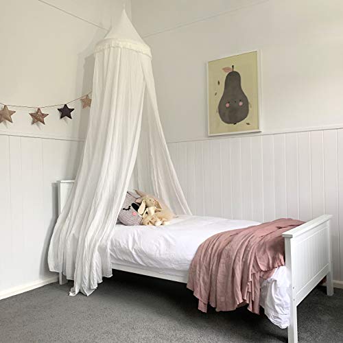 Zeke and Zoey Soft White Hanging Bed Canopy for Girls Bed or Boys