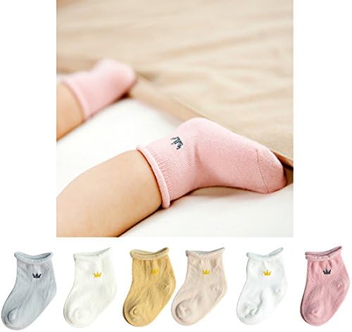 TRAVEL BUS Unisex-Baby Newborn Soft Cotton Infant Socks(6 Pack Socks) (S/6-12 M, Solid)