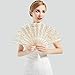 BABEYOND Cotton Lace Folding Handheld Fan Embroidered Bridal Hand Fan with Bamboo Staves for Wedding Decoration Dancing Party