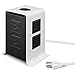 TNP Power Strip Tower Surge Protector with 4 USB Ports 8 AC Outlet, Charging Station Power Supply Multi Socket Plug with 6ft Extension Cord For PC Laptop Smartphone & Electronic Appliances (Black)