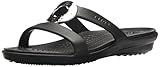 Crocs Women's Sanrah Hammered Met W Flat Sandal, Black/Black, 9 M US