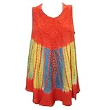 Womens Tank Top Orange Tie-dye Bohemian Hippie Beach Dress