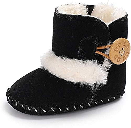 Meeshine Winter Warm Baby Boots Premium Soft Sole Prewalker Newborn Infant Boy Girl Crib Shoes Snow Boots(Small / 0-6 Months,Black 01)