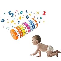 QHTOY DHSM Children Baby Wooden Arithmetic Cylindrical Cubes Digital Cognition Baby Teaching Aids Kids Math Toys 3Y+ Early Education Wooden Teaching aids