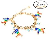 FY 2 Pcs Unicorn Bracelets Rainbow Unicorn Charm Bracelet For girls kids
