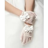 Unilove Flower Girl Gloves White Ivory Lace Short Princess Gloves for Wedding