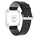 Henoda Compatible with Fitbit Blaze Bands Leather Large Black Bracelet Strap Smart Fitness Watch Band Women Men