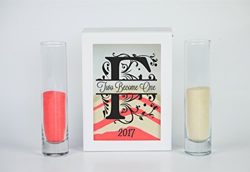 Sand Ceremony Set split monogram F- Shadow Box Wedding Sand Ceremony Set - Unity Sand Ceremony Set - Beach Wedding Decor - Unity Candle Set - Sand Set