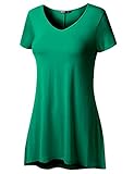 Thanth Womens Short Sleeve Comfy Loose Fit Long Tunic Top With Various Hem, XL