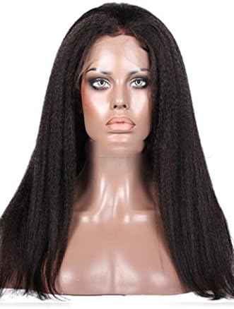 Kinky Straight Glueless Lace Front Wigs Brazilian Virgin Hair