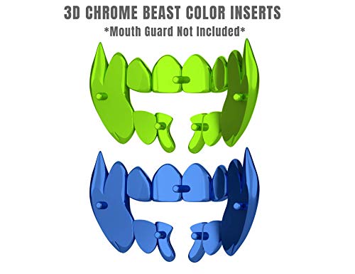 Loudmouth 3D Chrome Beast Blister Pack for Football Mouth Guard (3D Chrome Beast Blister - Blue/Green)