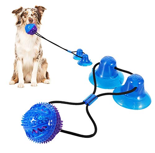 Firtink Suction Cup Dog Toy, Rope Toys with 2 Suction Cup for Puppies, Interactive Pet Treat Ball Dog Rope Chew Toys Pet Molar Bite Toy Dog Teeth Cleaning Toys
