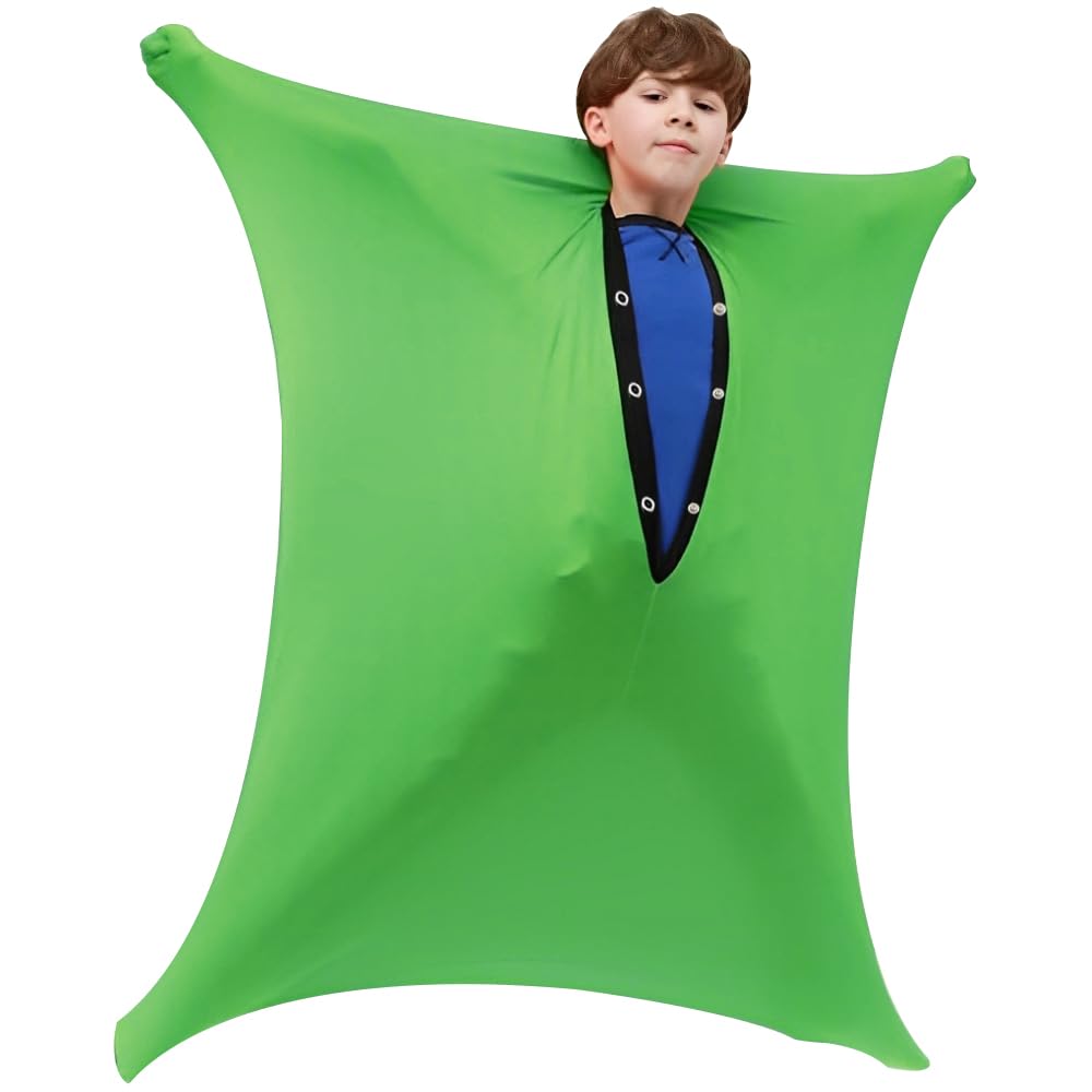 SGZIOO Body Sock Sensory Kids, 47"x27" Stretchy Sensory Sock, Sensory Body Sock, Body Sock for Children with Autism and Anxiety to Relieve Stress, Soothing, Relaxing (Green, M/114-137cm)