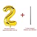 40 Inch Gold Big Number 2 Balloon Birthday Party Decorations Helium Foil Mylar Number Balloon Digital 2