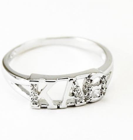 Kappa Alpha Theta Greek Letter Ring with Lab-Created Diamonds Size 8