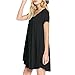 MUMUBREAL Women's Short Sleeve V Neck Pocket Loose Casual Tunic T-Shirt Dress