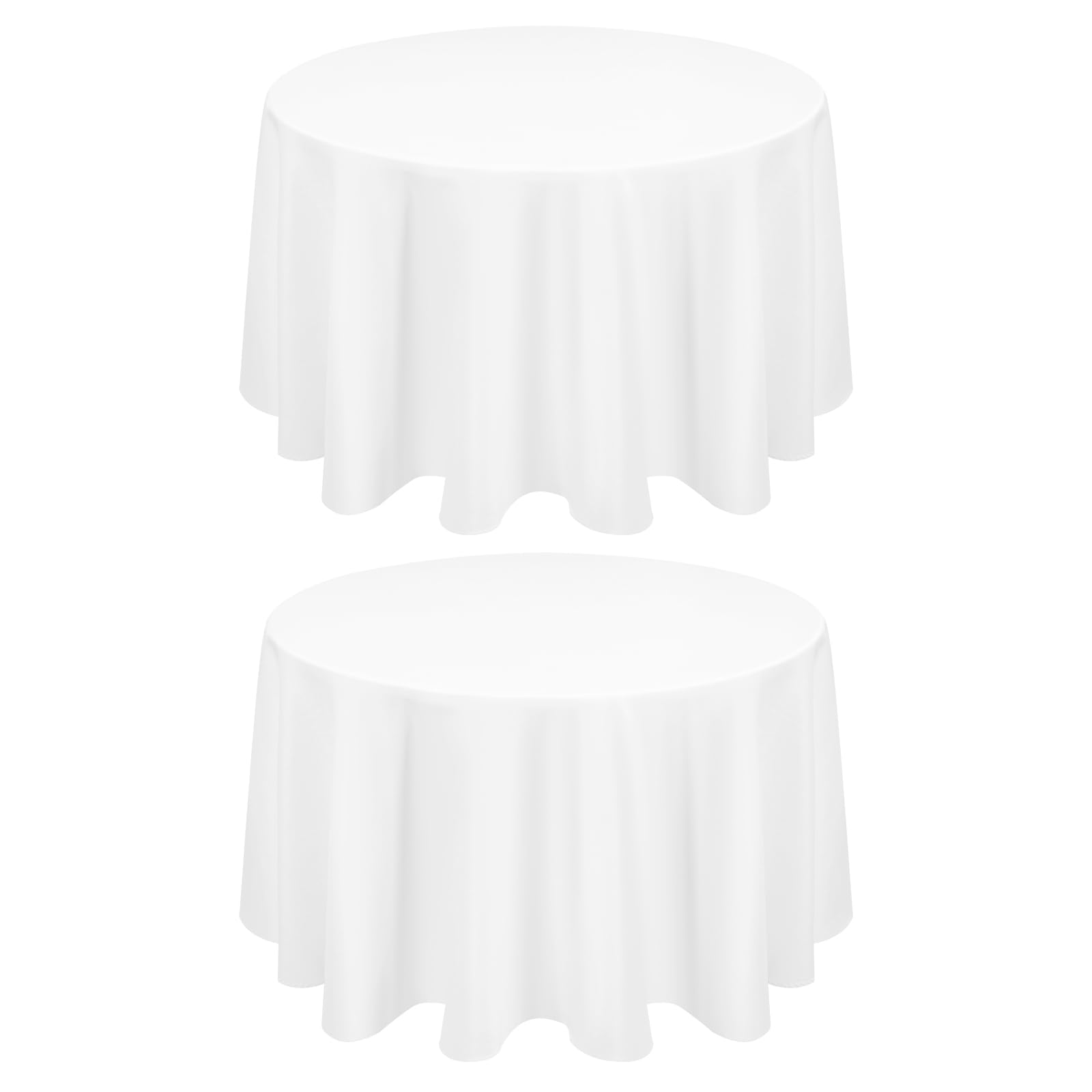 FXKS 2 Pack White Tablecloth Round 177 cm Washable Circle Tablecloths,Stain Resistant and Wrinkle Polyester Table Cloth Decorative Round Tablecloth for Dining Wedding Party Banquet Buffe