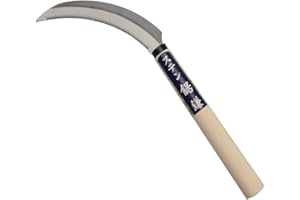 KEYI Grass Sickle,Saw Tooth Sickle, Hand held Sickle Tool,Harvest Sickle with Wooden Handle, Light Serration, 6.5-Inch Stainless Steel Blade