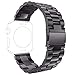 PUGO TOP Replacement for Apple Watch Band Ultra 2/Ultra Series 9/8/7/6/5/4/3/2/1/SE 42mm 44mm 45mm, Stainless Steel Metal Iphone Watch Link Band for iWatch (3 blades Black, 42mm/44mm/45mm/49mm)