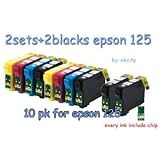 Generic Compatible Ink Cartridges Replacement for Epson 125, T125 (4xBlack, 2xCyan, 2xMagenta, 2xYellow, 10-Pack)