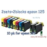 10 Pk Epson Ultra Compatible ink cartridges for Epson 125 T125, Workforce 520, NX125 NX127 NX420 NX625 Workforce 320 Workforce 323 Workforce 325, T125120, T125220, T125320, T125420, Office Central