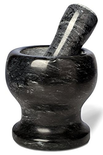 PriorityChef Mortar and Pestle, Made of Solid Marble, Perfect for Grinding Spices, Grains, Nuts & Herbs, Black