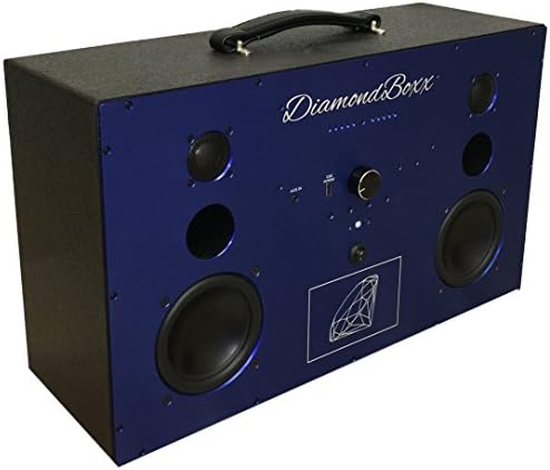 DiamondBoxx Model L Wireless BlueTooth Speaker / Boombox (Black with Blue Aluminum) w/ Big Battery option
