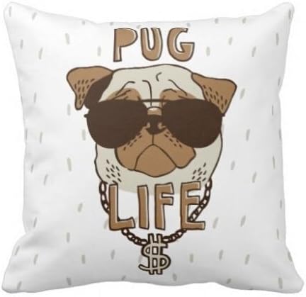 Unique Style New Design Cool Cartoon Pug Durable Best Throw Square Pillowcase 18x18 Inch