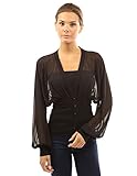 PattyBoutik Women's Chiffon Long Sleeve Fitted Waist Pullover Blouse